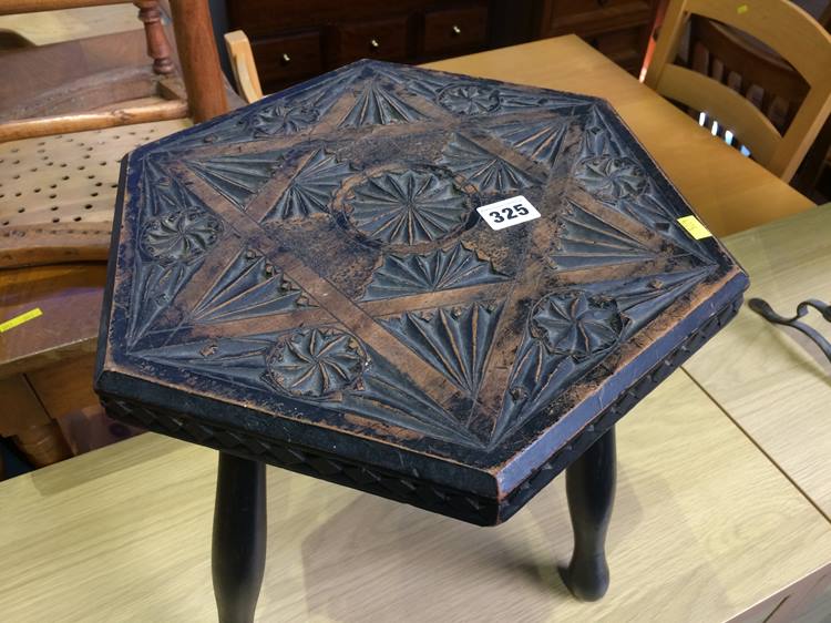 Carved octagonal stool - Image 2 of 2