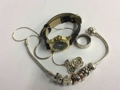 Assorted jewellery and a wristwatch