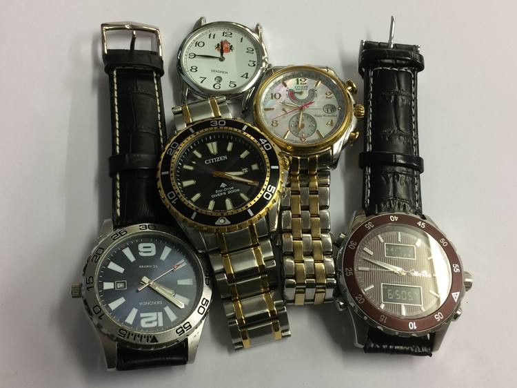 Five various wristwatches