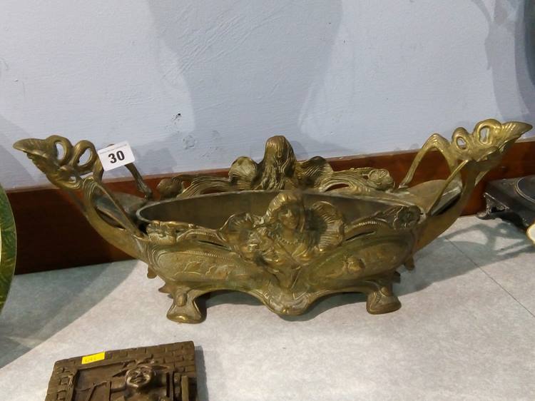 Brass Art Nouveau style planter