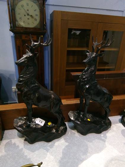 Pair of bronze style stags - Image 2 of 2