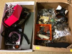 Two boxes of costume jewellery