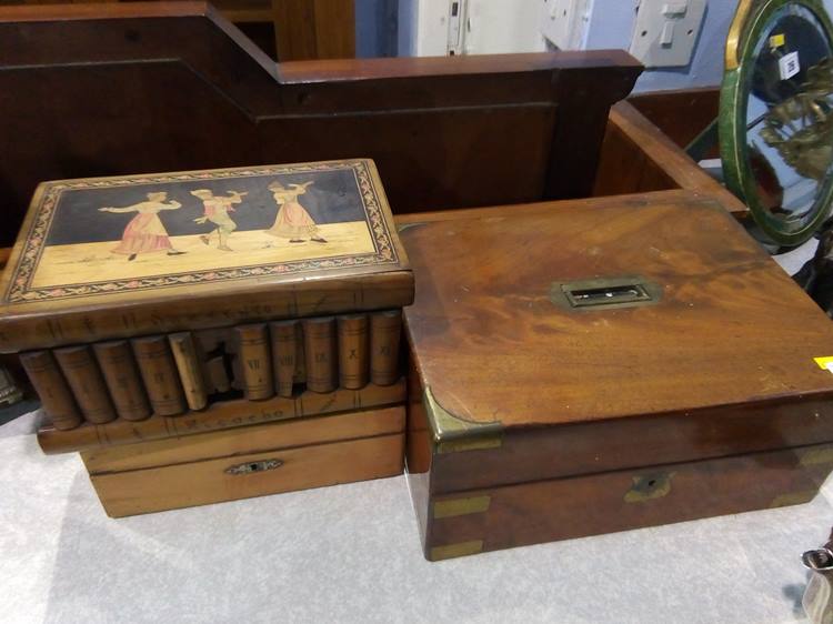 Mahogany work box and two others