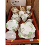 Tray of assorted tea china