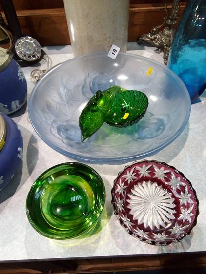 Pressed glass bowl etc.