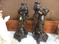 Pair of bronze style candlesticks