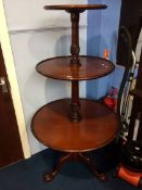 Reproduction mahogany three tier what not