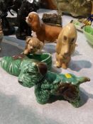 Three Sylvac dogs and a Beswick dog