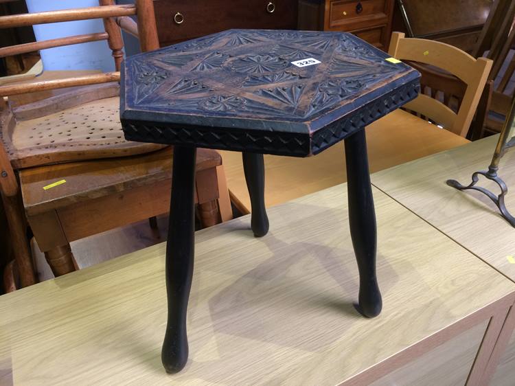 Carved octagonal stool