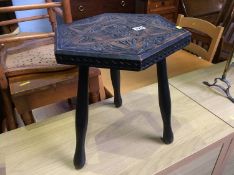 Carved octagonal stool