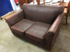 Faux leather two seater settee