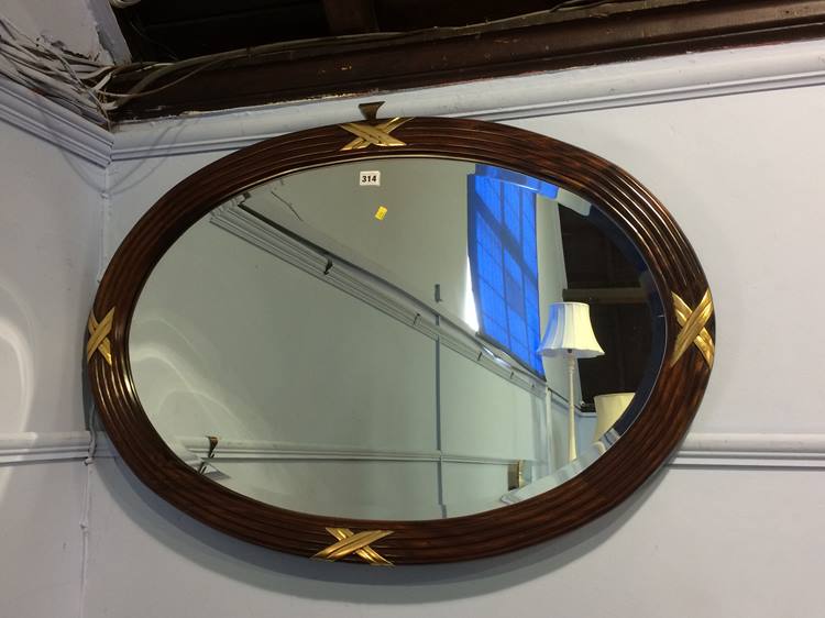 Mahogany oval mirror