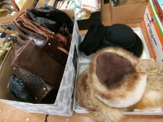 Various hats and handbags