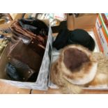 Various hats and handbags