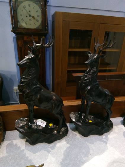 Pair of bronze style stags