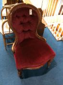 Victorian mahogany nursing chair