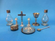 A white metal cased Travelling Communion set