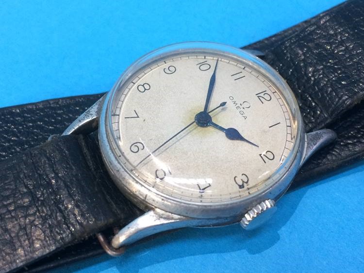 A military issue Omega wristwatch, the case stamped H 5 8 8309