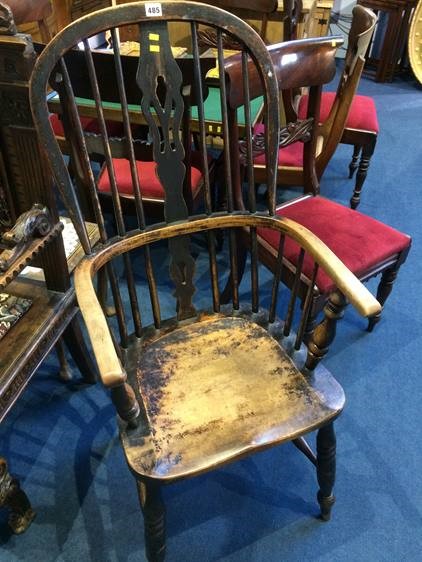 A stick back Windsor chair