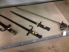 Three bayonets and a sword