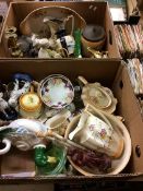 Two boxes of china and glass including Crown Devon