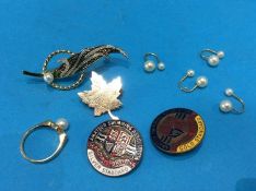 Assorted pearl mounted jewellery etc.