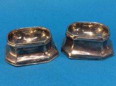 A pair of silver trencher salts, marks rubbed, 3 oz