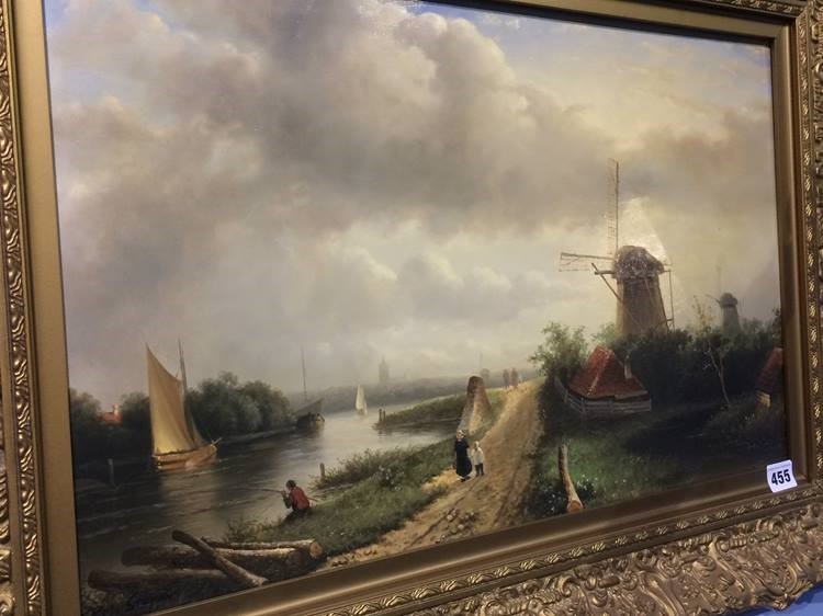 Ross Stefan (1934 - 1999), oil on board, 'Dutch landscape with windmills', 35.5 x 56cm