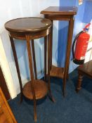 Two Edwardian mahogany plant stands