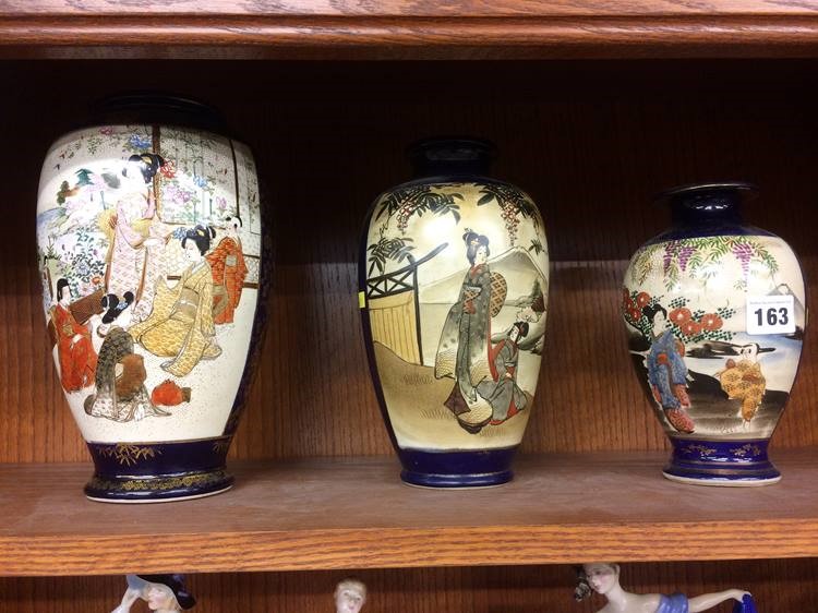 Three Satsuma vases