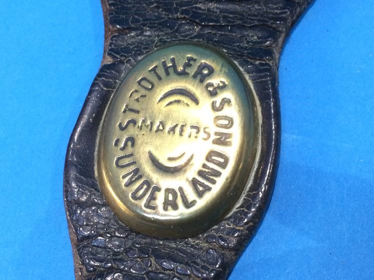 A pair of leather Horse brasses stamped 'Strother and Sons Makers Sunderland' - Image 3 of 3