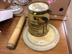 Toffee tin, bread board etc.