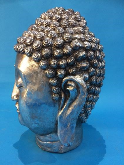 A silver coloured Buddha's Head - Image 3 of 6