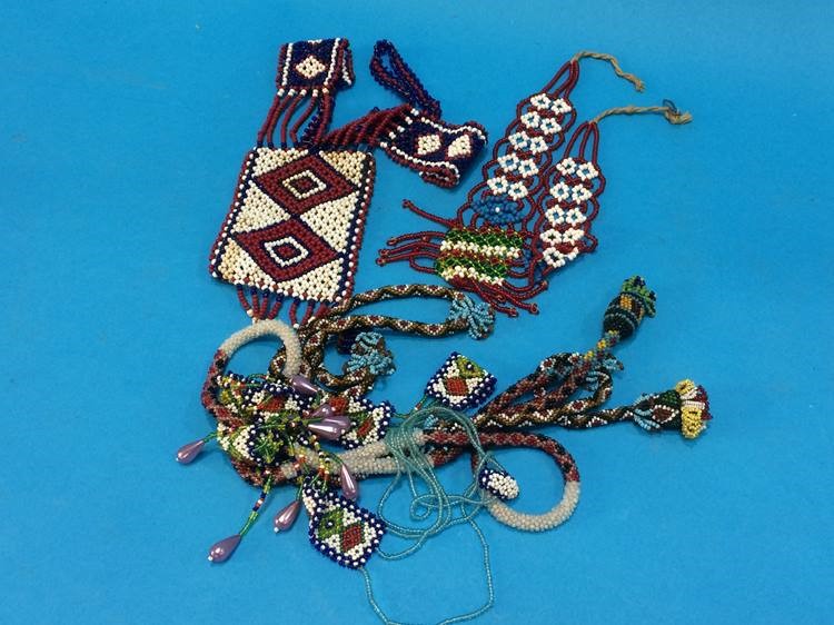 5 American Indian beadwork necklaces