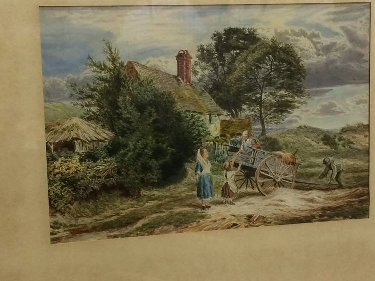 In the style of Miles Birkett Foster, watercolour, monogrammed, 'Rural landscape with cottage and - Image 2 of 3