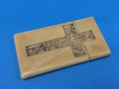 A carved ivory card case