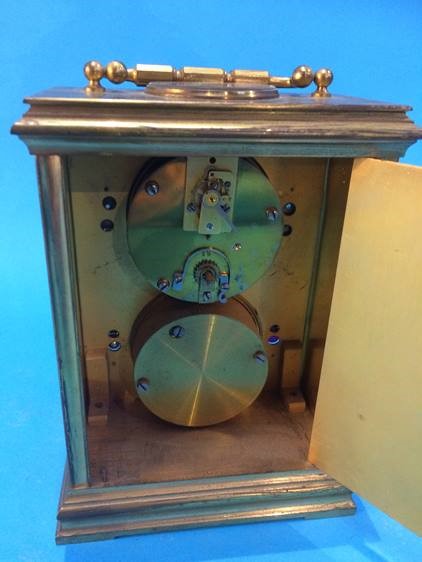 A brass cased clock compendium with compass clock, barometer and a centigrade and Fahrenheit - Image 5 of 5