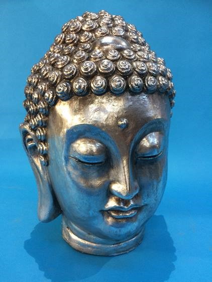 A silver coloured Buddha's Head - Image 2 of 6