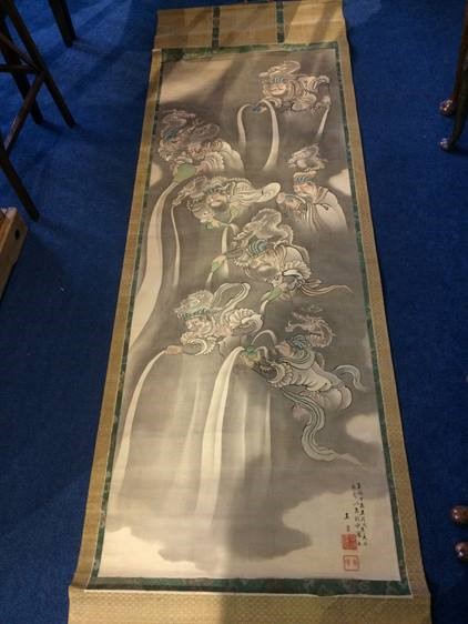 A fine Chinese late 19th century/early 20th century part wall hanging, depicting figures riding - Image 10 of 14