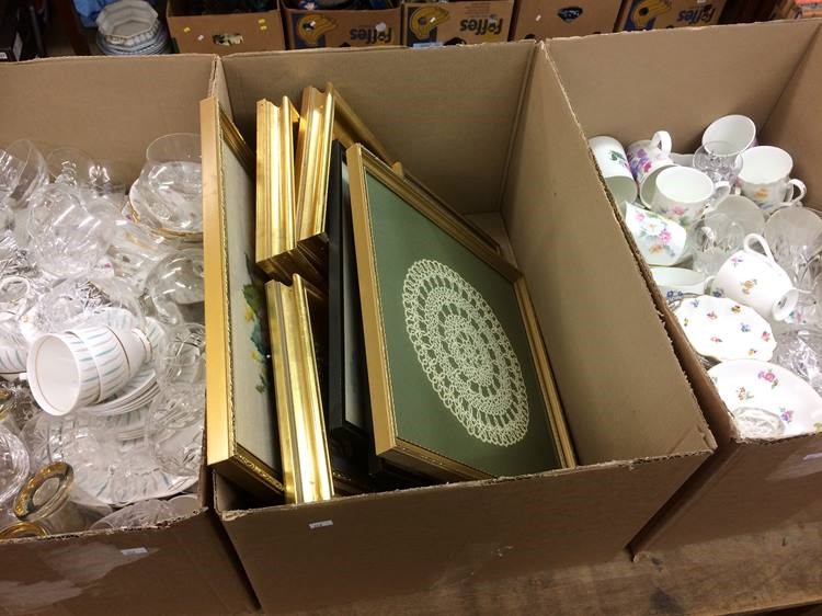 Three boxes of glass, china and prints - Image 4 of 6