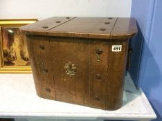 A copper log bin