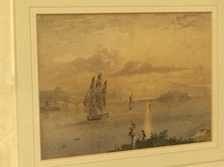 Manner of John Wilson Carmichael (1799 - 1868), watercolour, 'Figures looking out to sea with - Image 2 of 3