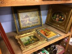 Various modern Continental gilt framed oils