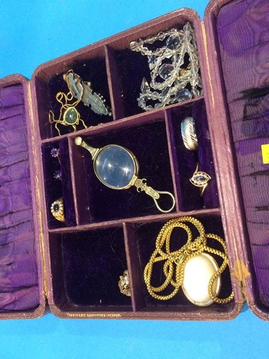 Assorted 9ct and 18ct jewellery and a crystal necklace, weight of thin, green stone 18ct approx - Image 2 of 2