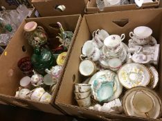 Assorted tea and other china in two boxes