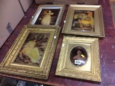 Four gilt framed Crystoleums