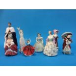 A Royal Doulton 'Prince of Wales' and seven Royal Doulton Ladies, various