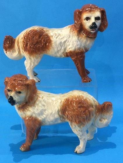 A pair of Victorian Staffordshire standing dogs, with glass eyes - Image 6 of 8