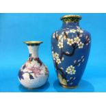 Two Cloisonné vases. 23 cm and 15 cm high