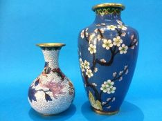 Two Cloisonné vases. 23 cm and 15 cm high